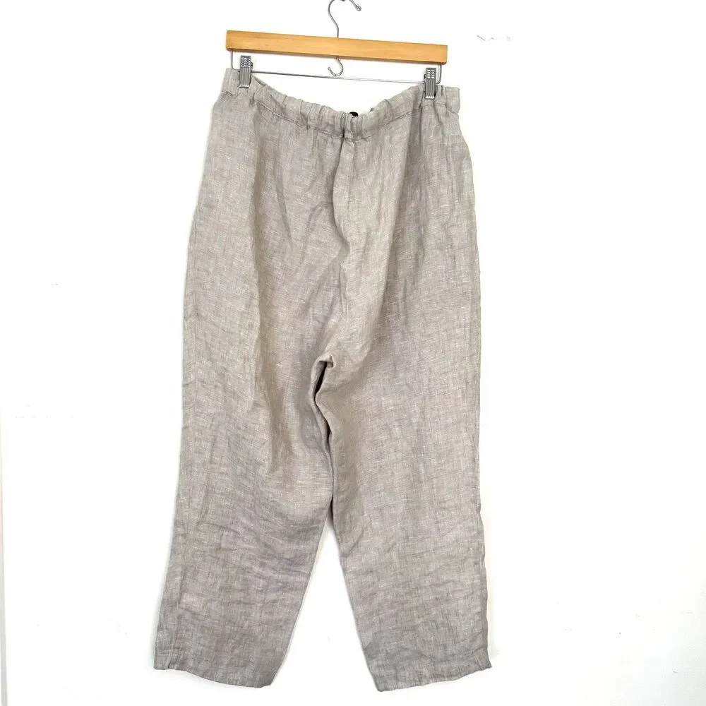 Quince Women's 100% Linen Pants Size XL Tan Relaxed Lightweight Pockets Boho